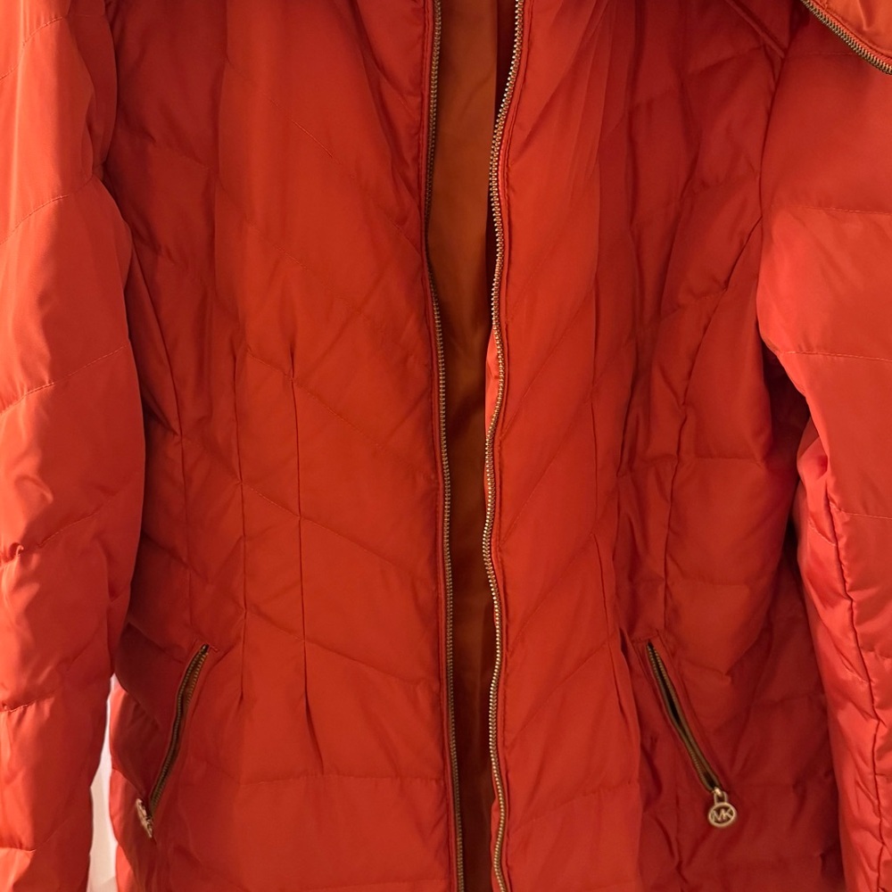 Michael Kors Orange Quilted Puffer Jacket